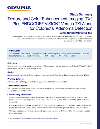 Texture and Color Enhancing Imaging (TXI) Plus ENDOCUFF VISION™ Versus TXI Alone for Colorectal Adenoma Detection